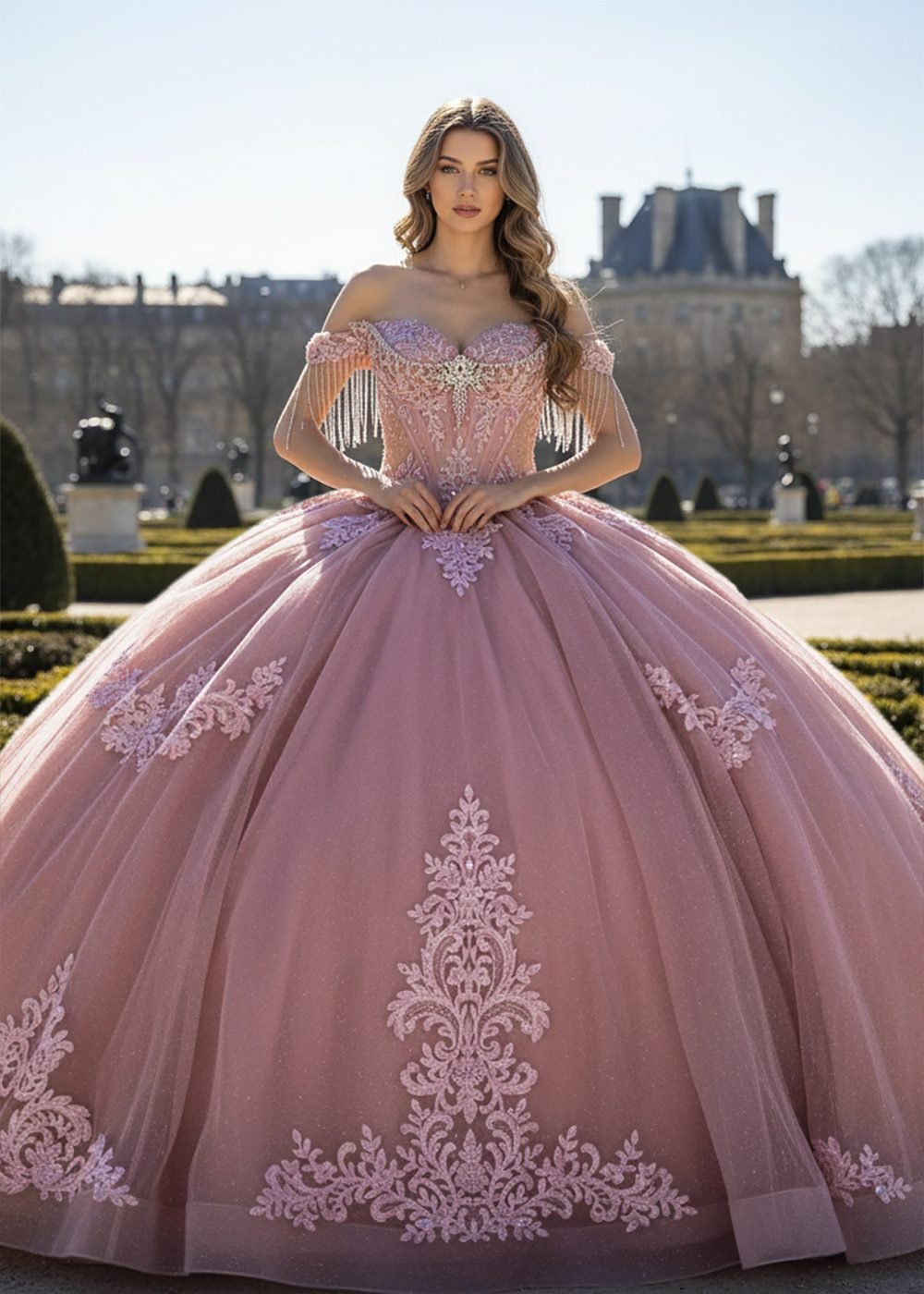 Rose quinceañera gown