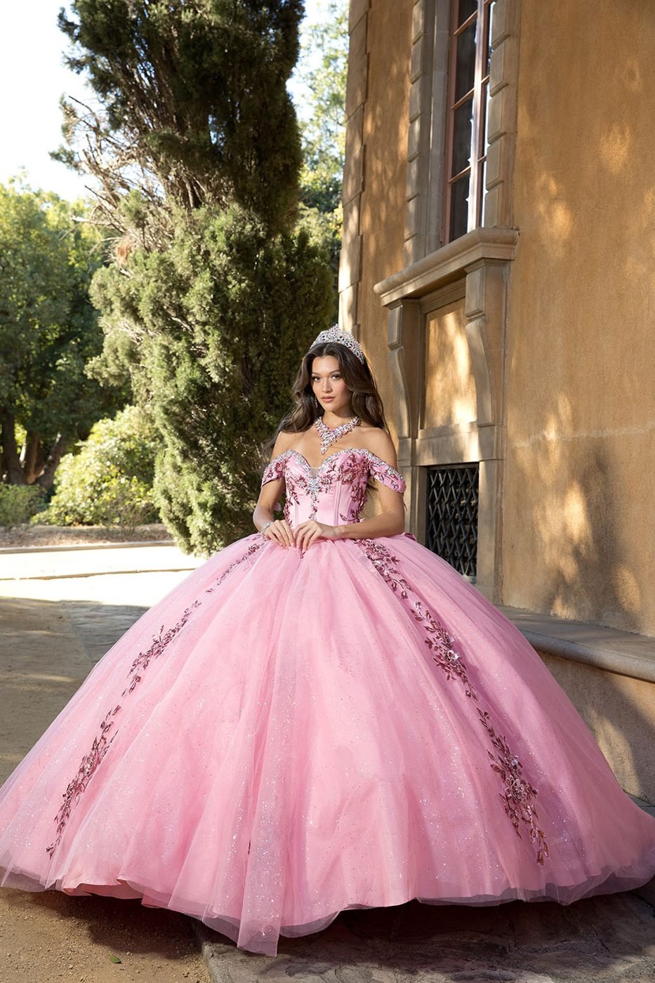 Dusty rose quinceañera ball gown